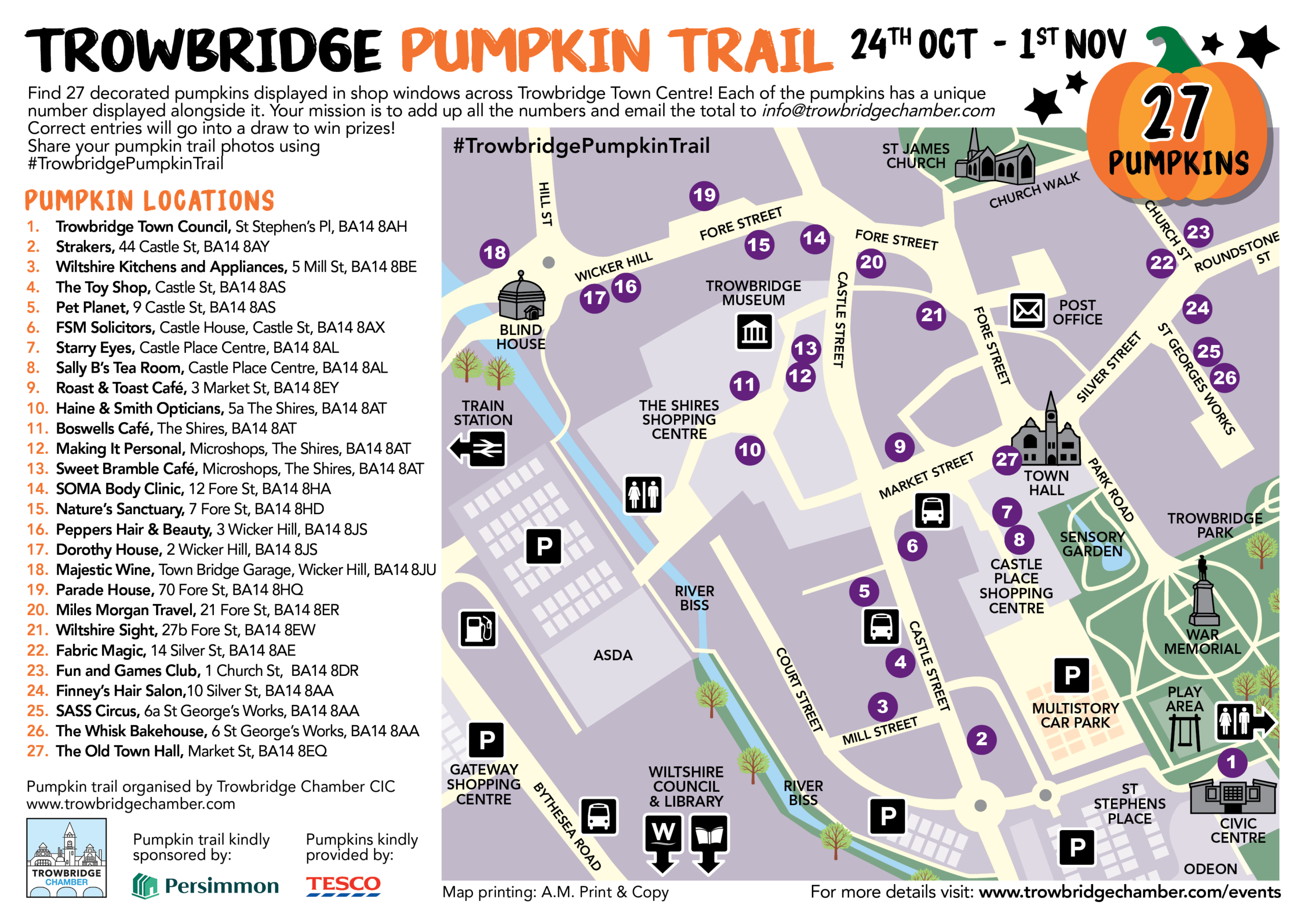 Follow the Trowbridge Pumpkin Trail for Spooky Halloween Fun and Prizes! 2026 trowpumpkintrail map v4 scaled